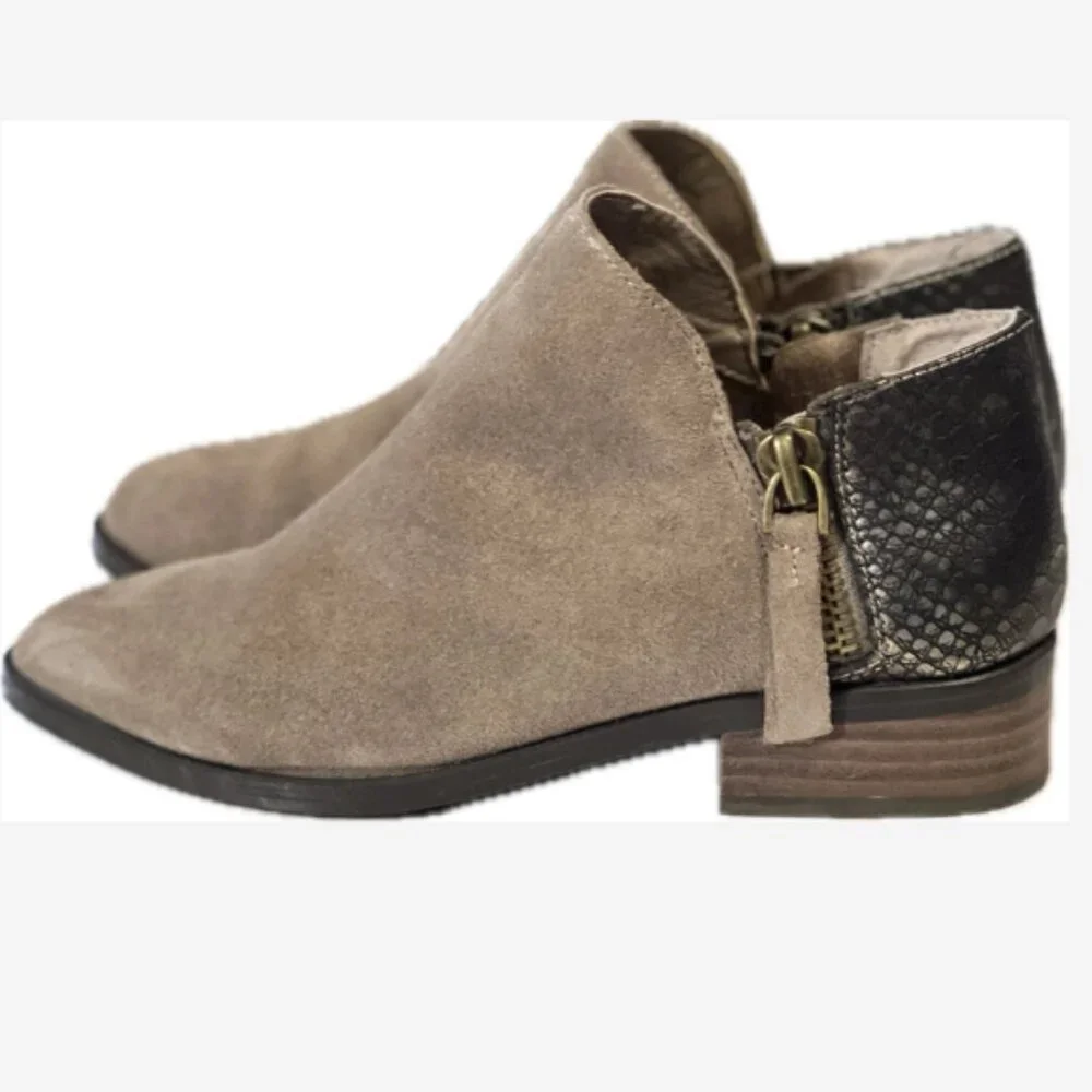 Very Volatile Suede Booties Greyson Women's 6 Brown Faux Snakeskin 1